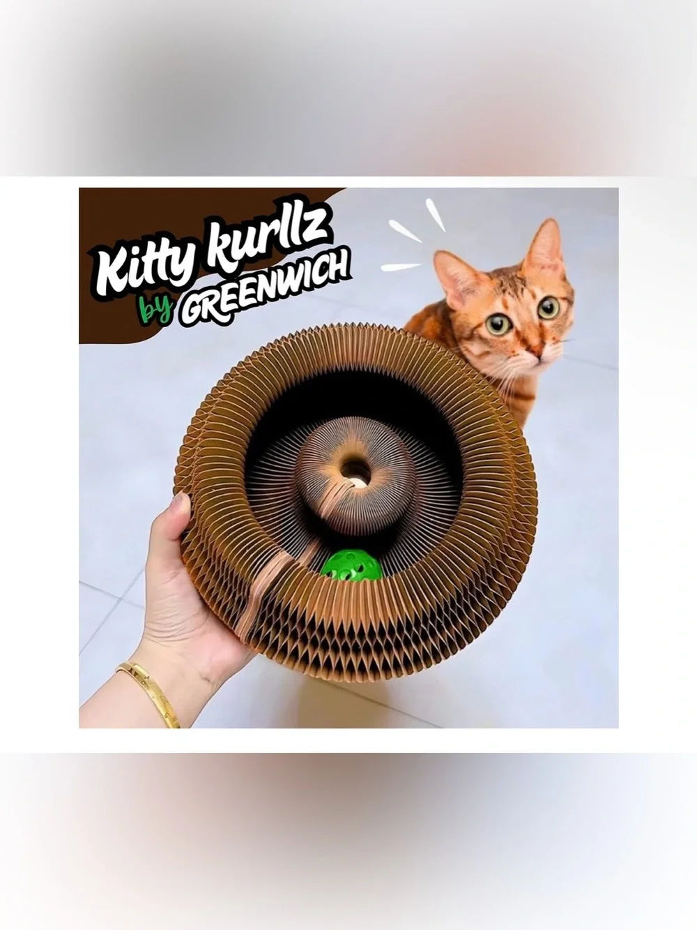 Cat Toy Magic Organ Cat Scratcher Cardboard with Bell Balls, Foldable Design